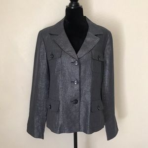 Lafayette 148 Linen Button Down Metallic Blazer 14